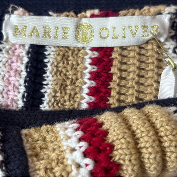Marie Oliver Knit Sweater Striped Ribbed Cuffs Boat Neck Multi-Color Size Small - Picture 8 of 15